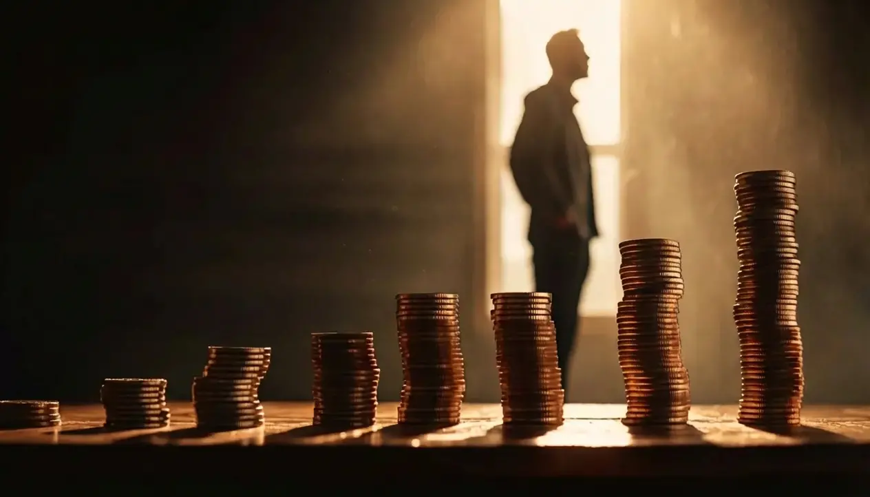 Rosnące stosy monet symbol wzrostu finansowego